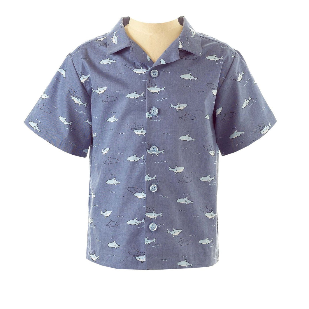 Shark Shirt-Blue/Ivory
