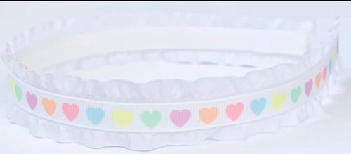Pastel Hearts Double Ruffle Headband