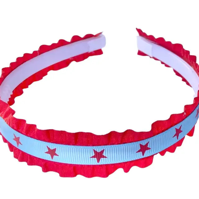 Patriotic Double Ruffle Headband- red star