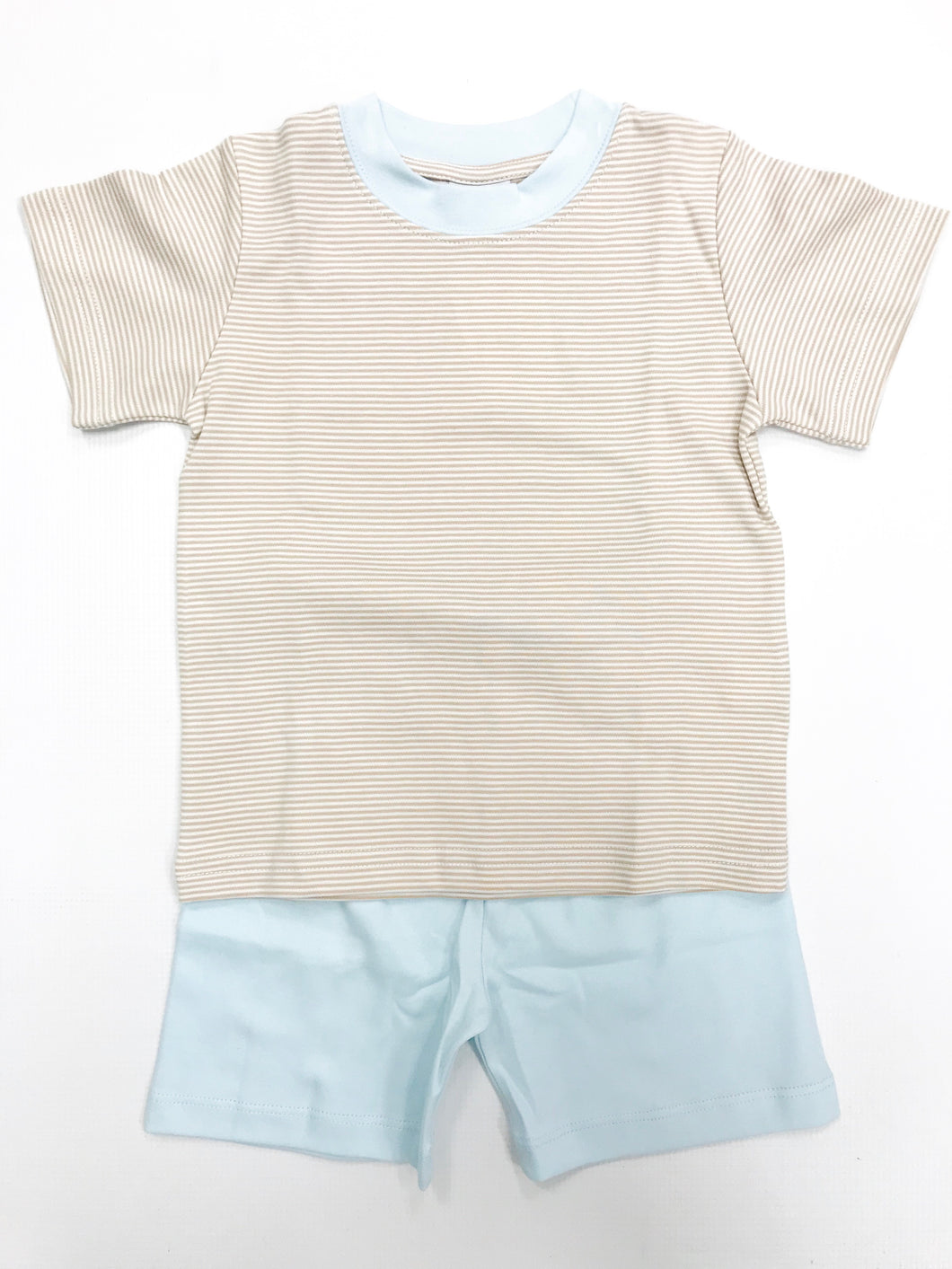 Tan Stripe/Blue Short Set