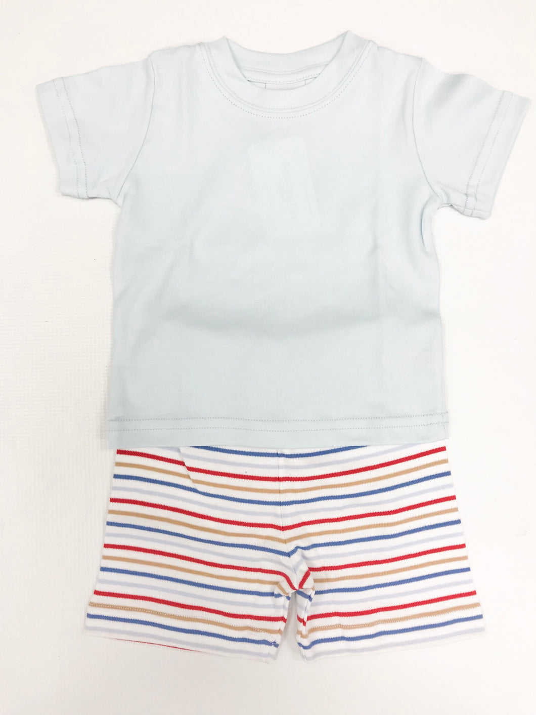 Blue Shirt w/ Stripe Shorts