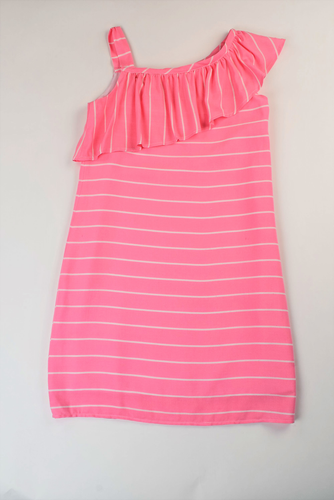 One Shoulder Pink Stripe Dress
