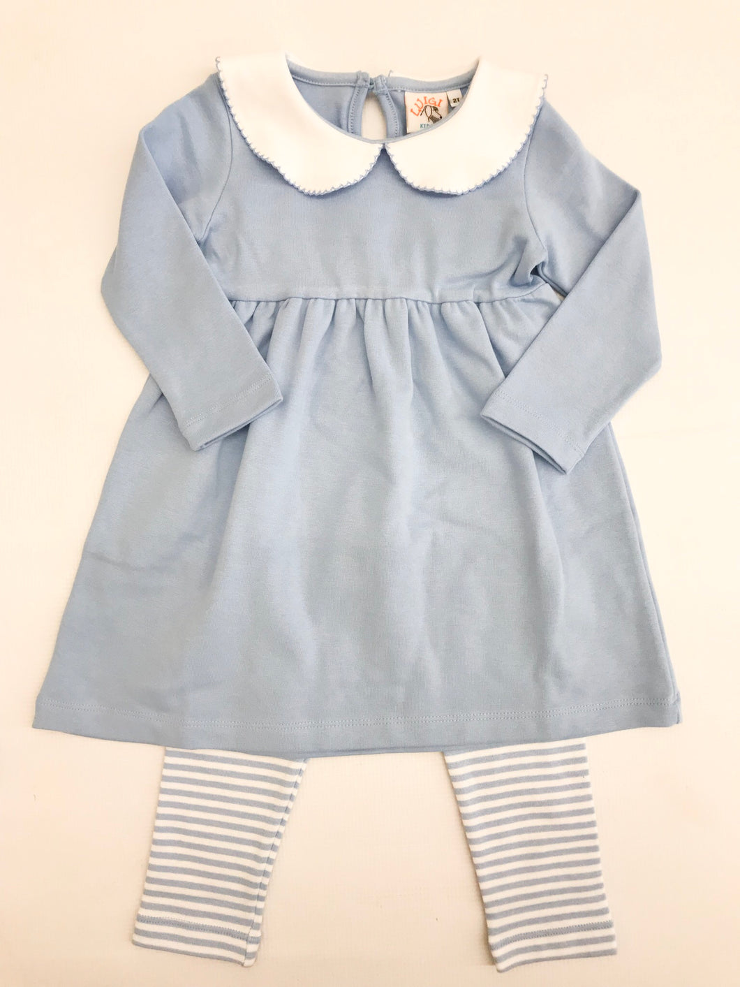 Blue/White Knit Dress w/ Leggings
