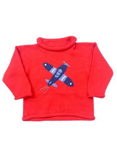 Red Airplane Rollneck Sweater