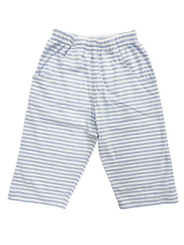 Sky Blue Stripe Jersey Knit Pant W/ Pocket
