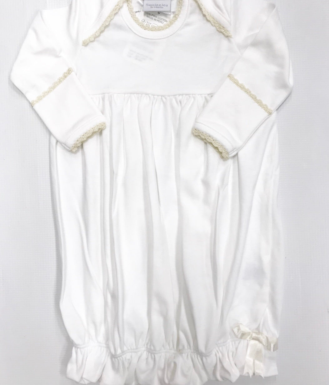 White/Ecru Lap Shoulder Gown