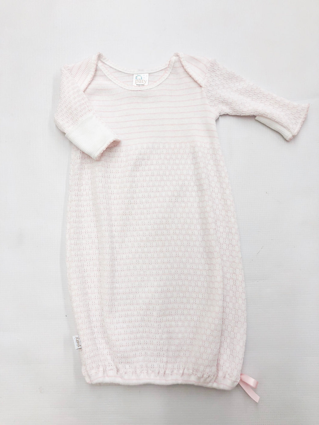 Long Sleeve Lap Shoulder Gown - Pink Stripe