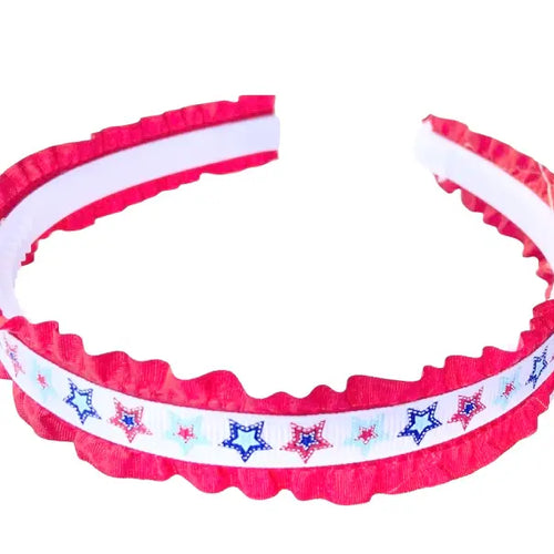 Patriotic Double Ruffle Headband- multi star
