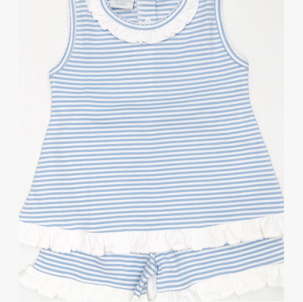 Blue/White Stripe Short Set