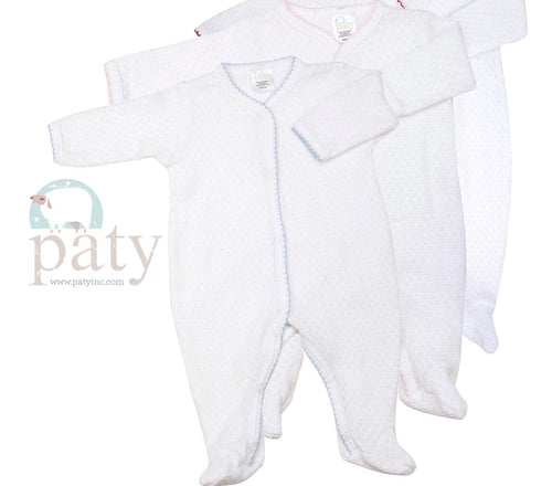Long Sleeve Footie White/Blue