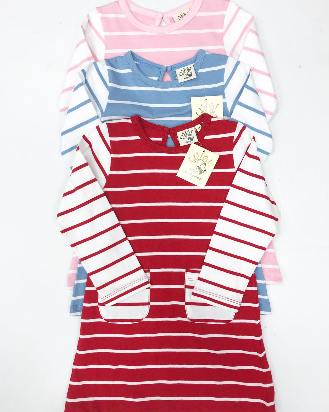 L/S Pink Stripe Dress w/ Pockets