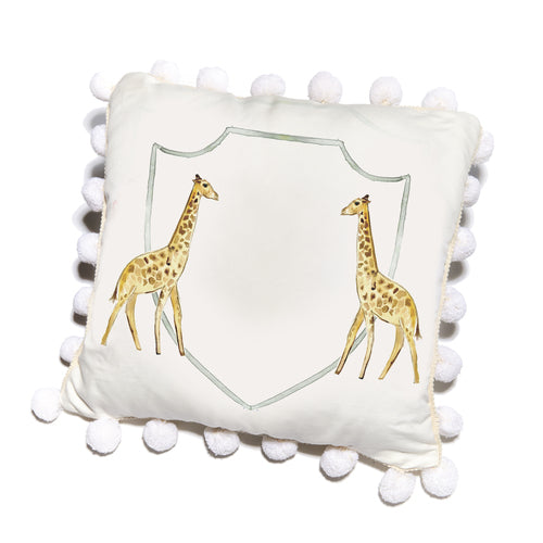 Giraffe Pom Pom Pillow