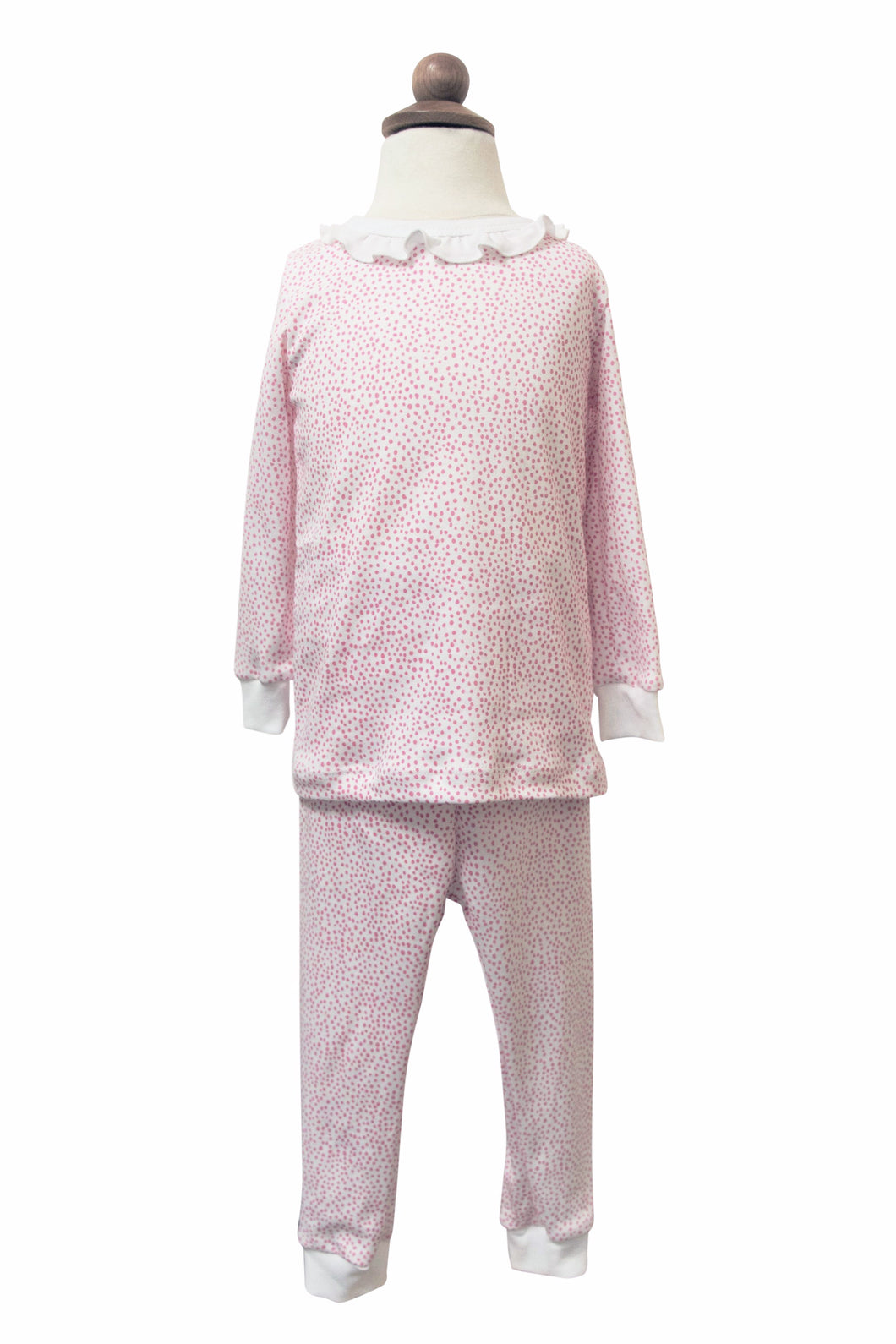 Pink Cheetah Ruffle Neck Pajama Set