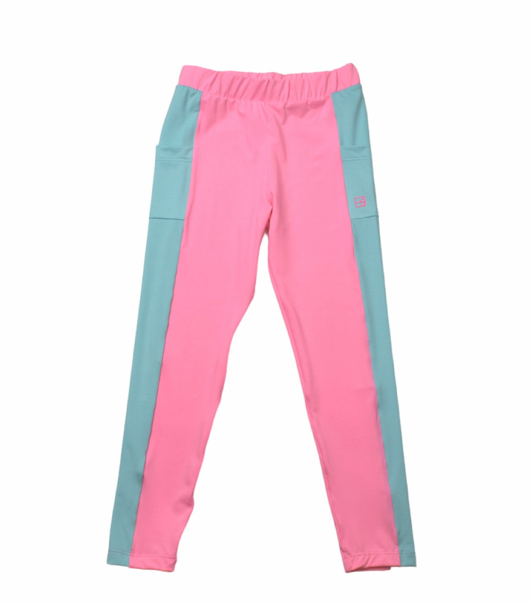 Lila Legging - Pink Athleisure / Turquoise Sides