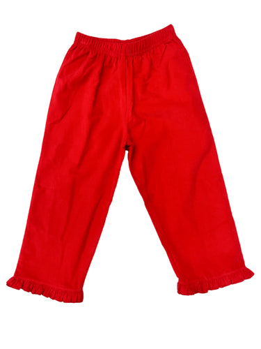 Red Ruffled Corduroy Pants