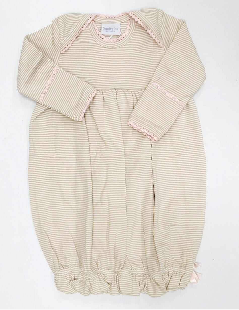 Tan Stripe/Pink Lap Shoulder Gown