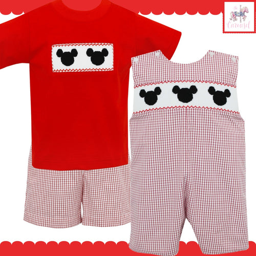 Red Check Mouse Ears Short Set