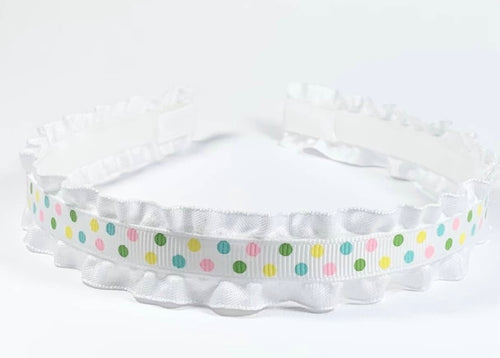 Spring Dots Double Ruffle Headband