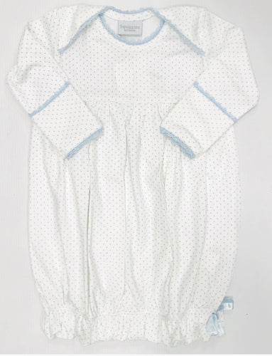 Blue Bitty Dot Lap Shoulder Gown