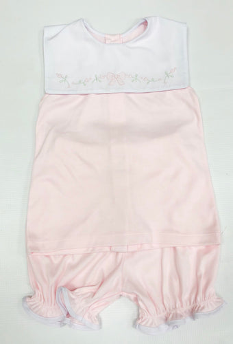 Pink Knit Bloomer Set w/ Bow Embroidery