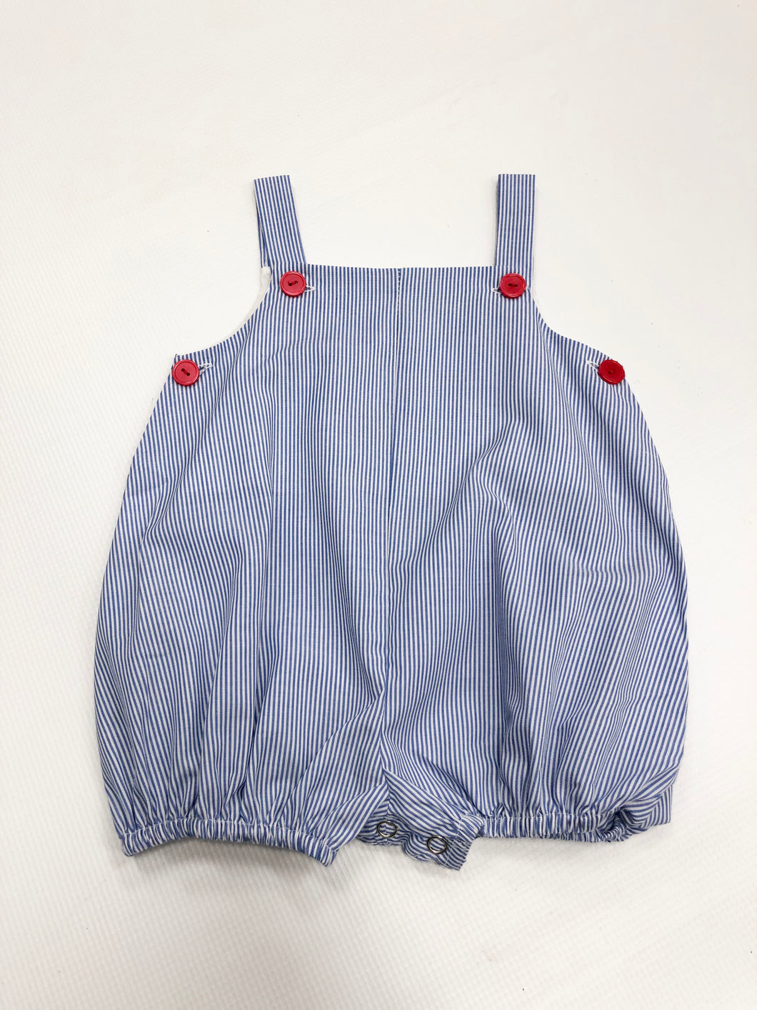 Boys Blue/White Striped Bubble w/ Red Buttons