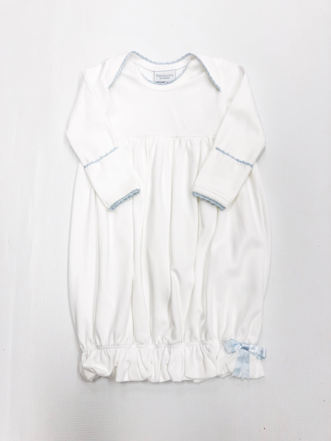White/Blue Lap Shoulder Gown