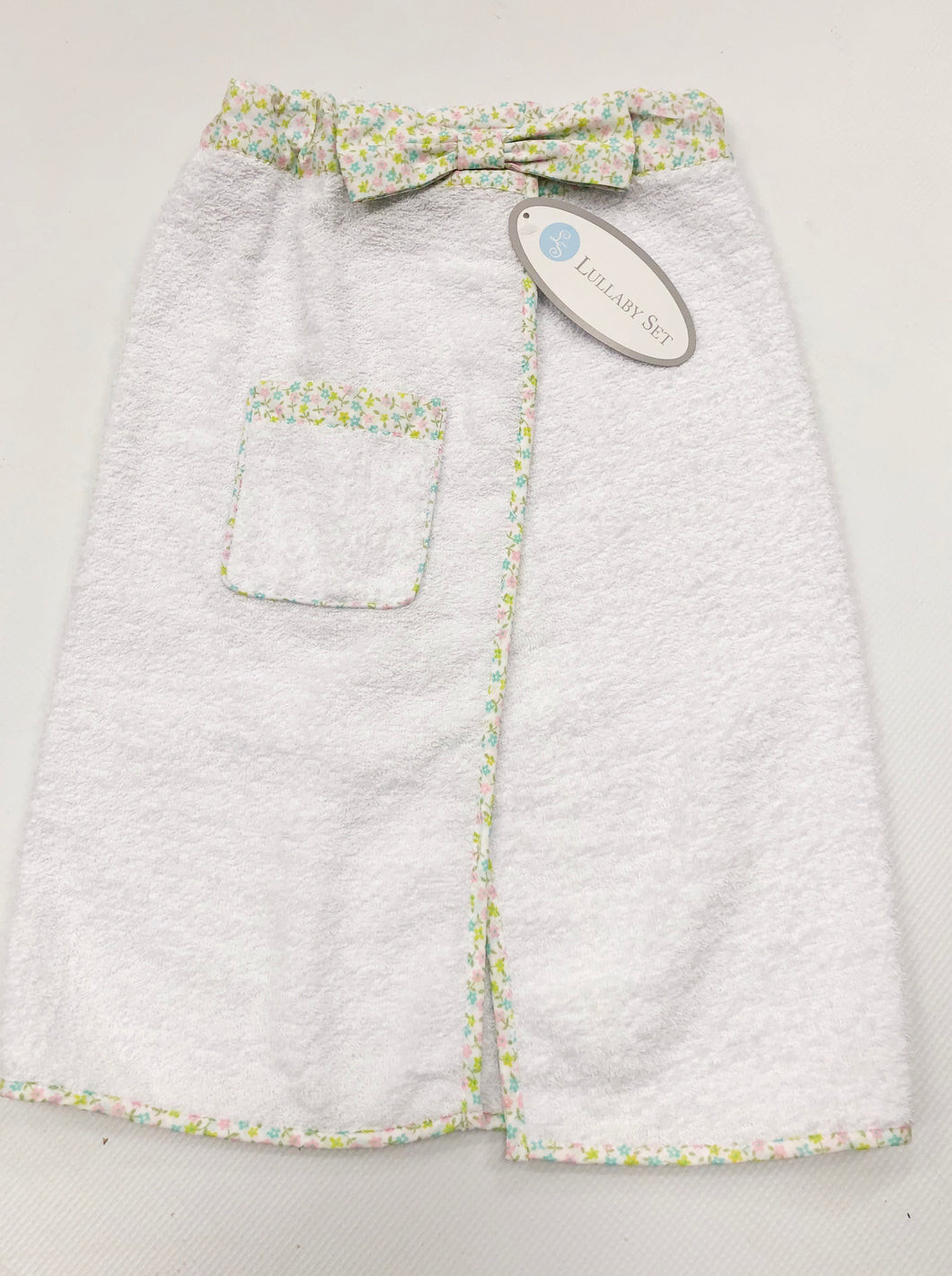 White w/ Floral Trim Towel Wrap