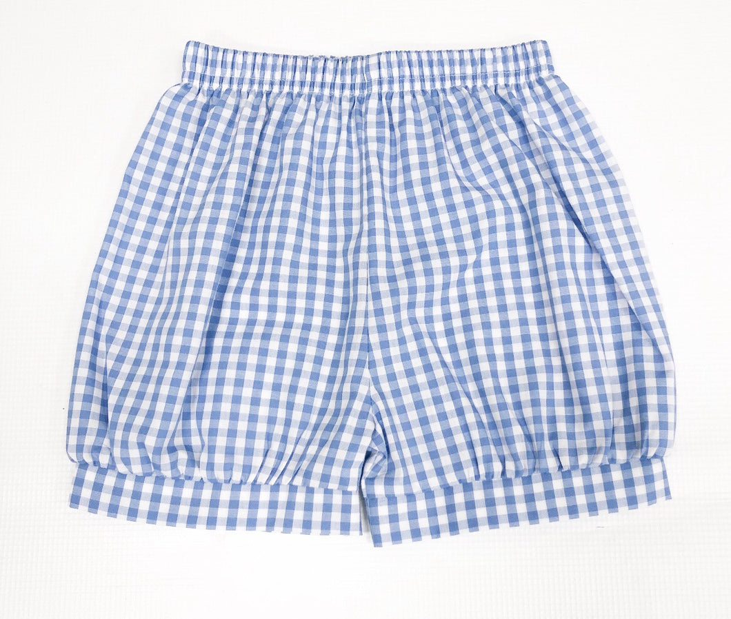 Blue Check Banded Shorts