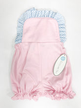 Pink Knit w/ Light Blue Gingham Trim Bibb Bubble