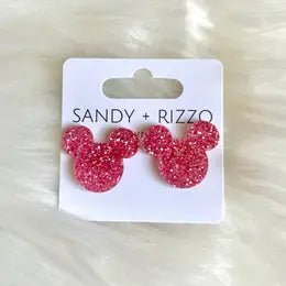 Pink Glitter Mouse Stud