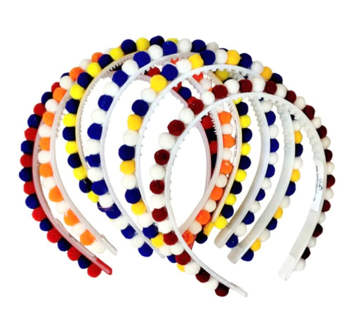 Pom Pom Headband-Black and Gold