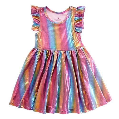 Ruffle Steph Rainbow Iridescent Dress
